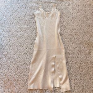 Abercrombie & Fitch cream knit midi dress with slit